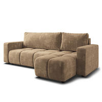 ECKSOFA RAMIL Beige Chenille mit Schlaffunktion - Beige, Holz (240/149cm) - MASSENO
