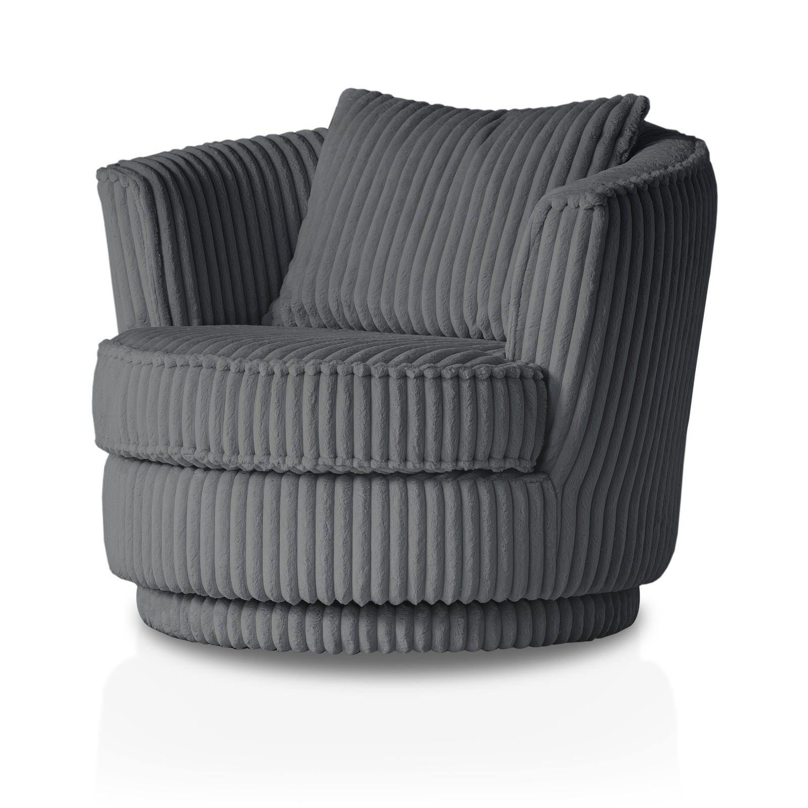 BIG-SESSEL Mega Cord grau Ø 95 cm 360° drehbar, inklusive Kissen - Grau, Holz/Kunststoff (95/77/95cm) - Furn.Design