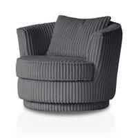 BIG-SESSEL Mega Cord grau Ø 95 cm 360° drehbar, inklusive Kissen - Grau, Holz/Kunststoff (95/77/95cm) - Furn.Design