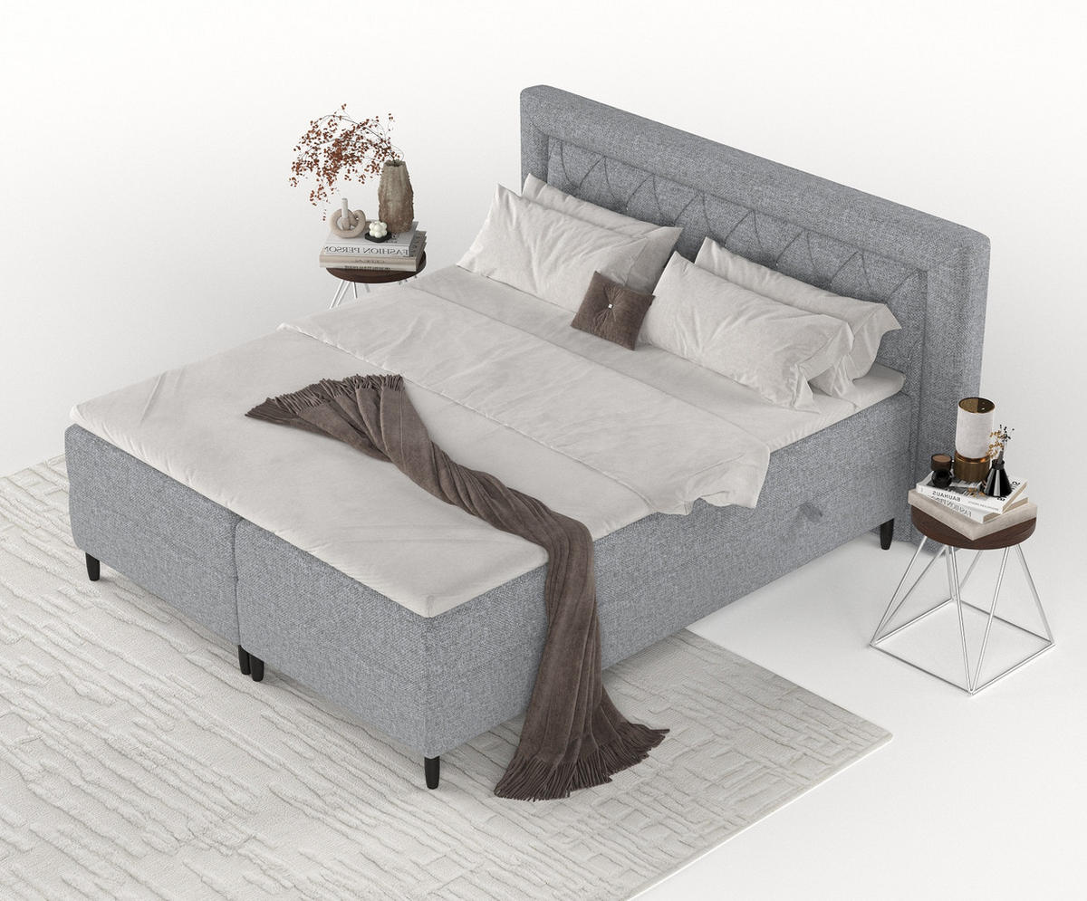 BOXBETT Avani Grau 160/200 cm - Schwarz/Grau, Holz/Holzwerkstoff (160/200cm) - Maison de Reve