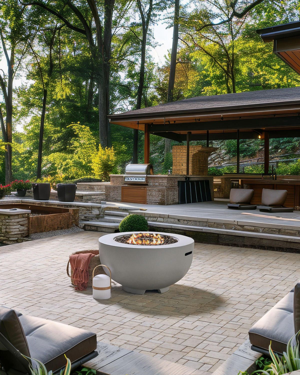 FEUERSTELLE Grau Daisetu - Grau, Stein (79/42/79cm) - Beliani