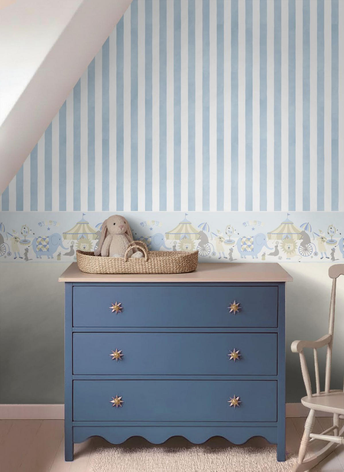 TAPETENBORDÜRE Zirkus 500 x 26.5 cm - Blau, Papier (500/0.1cm) - ESTAhome