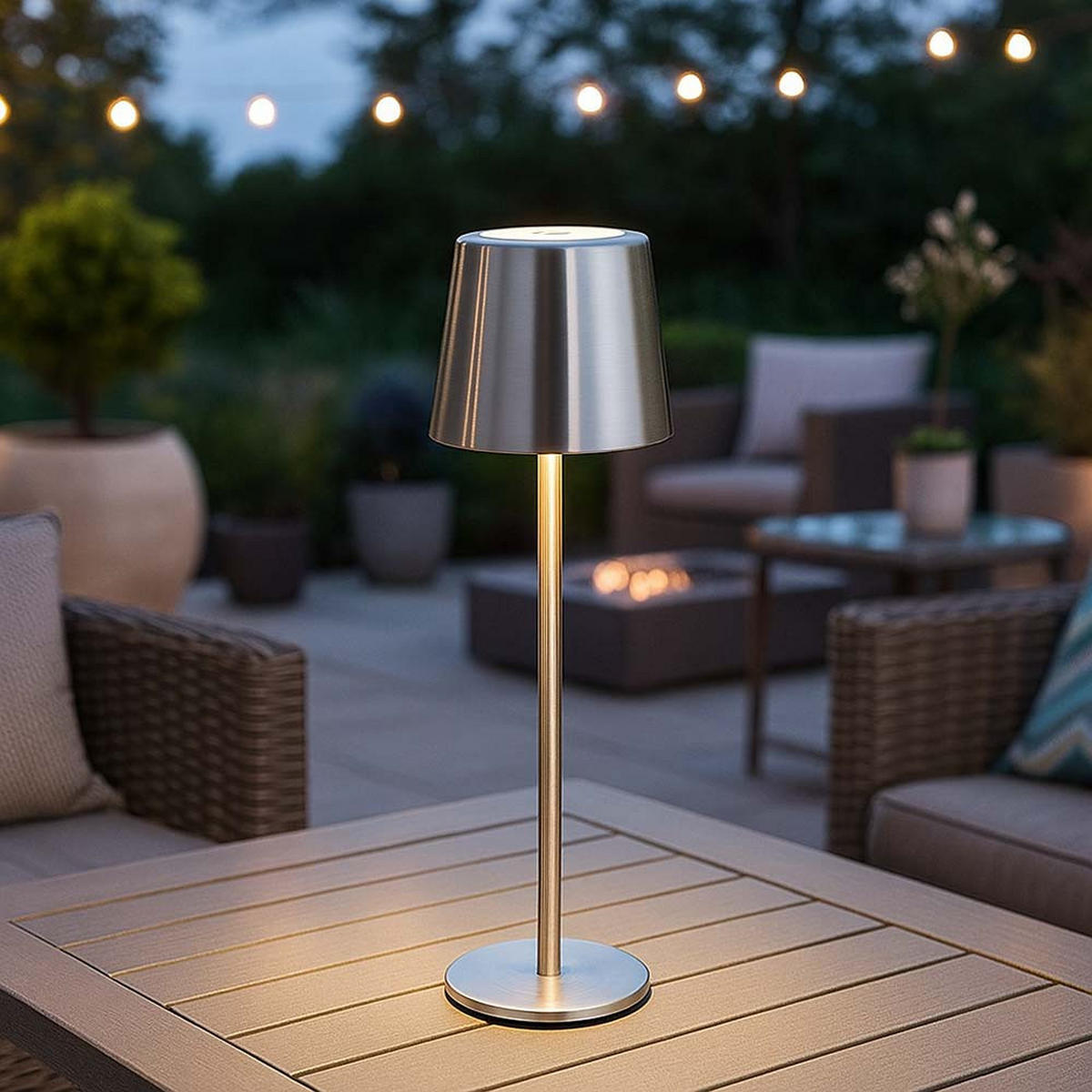 LED TISCHLEUCHTE Metall Silber - Silberfarben, Metall (8.5/8.5/28cm) - Globo Lighting