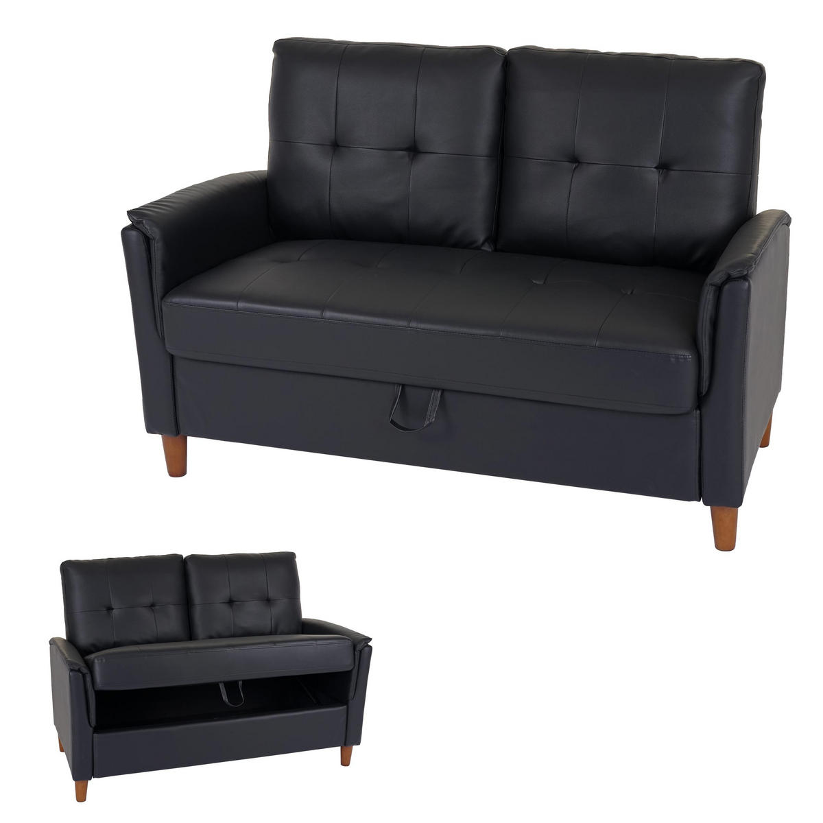 2-SITZER SOFA Schwarz - Schwarz, Textil (135/87/78cm) - MCW