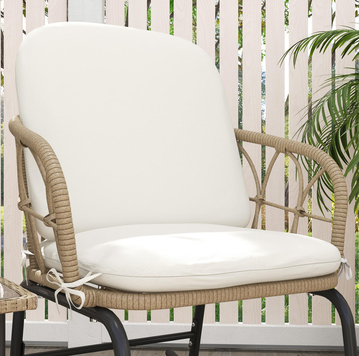 GARTENSET 63/75/82 cm Gelb aus Rattan 3er Set - Beige, Metall - OKMYHOME
