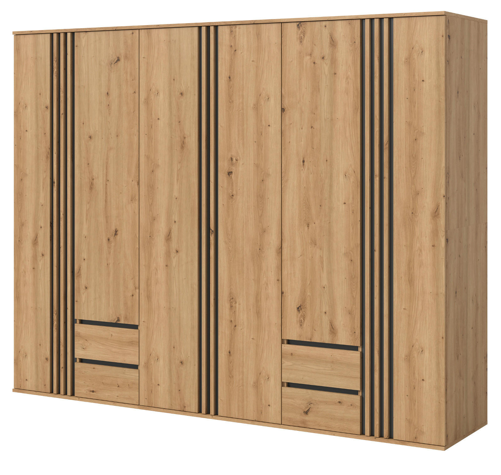 KLEIDERSCHRANK Eiche Artisan, grau 240 x 192 cm, Drehtürenschrank 6-türig - Anthrazit/Eiche Artisan, Holzwerkstoff (240/192/56cm) - Inn.Furn