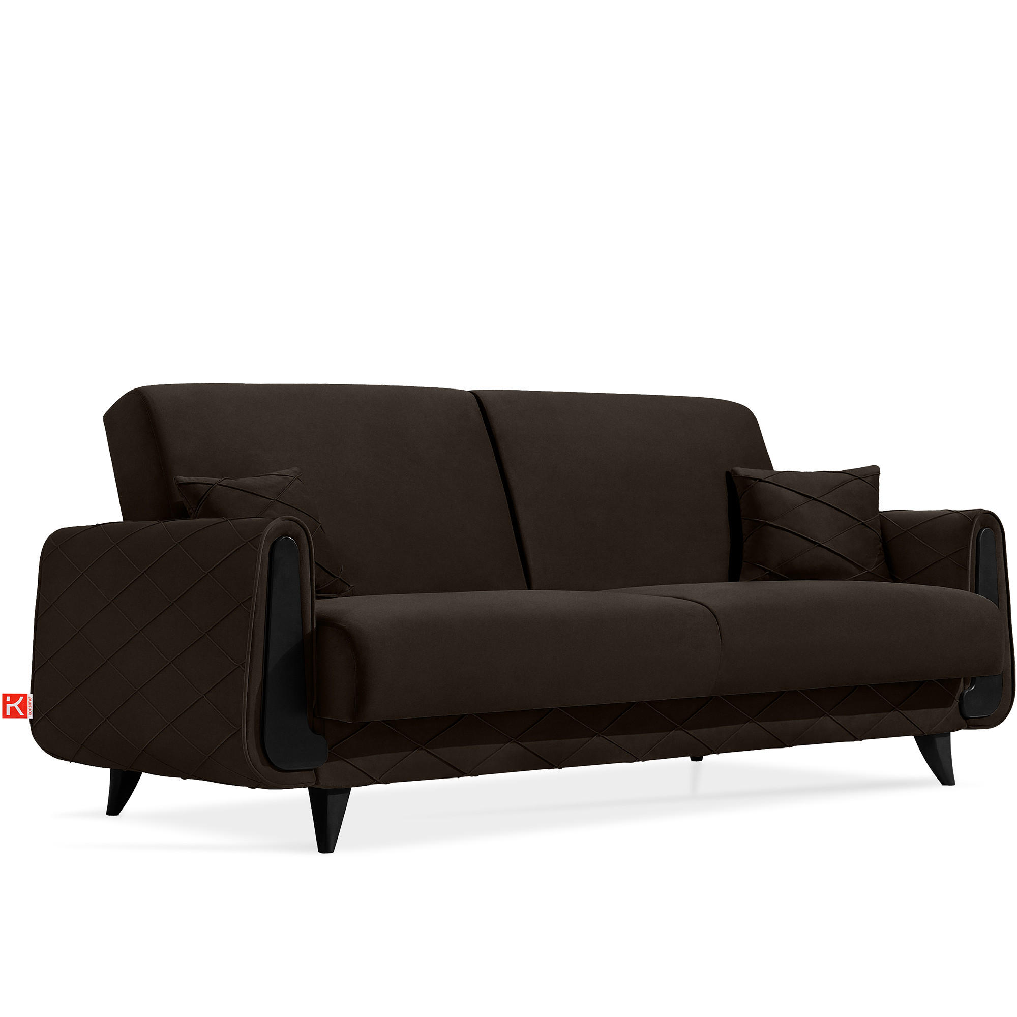 3-SITZER-SOFA GUSTAVO III Sofa 3 Velours, Braun - Braun, Holz/Holzwerkstoff (230/98/98cm) - KONSIMO®