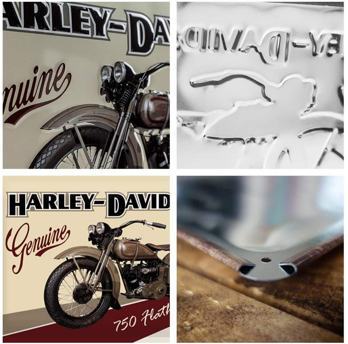 BLECHSCHILD 20/30 cm Harley-Davidson Flathead - Multicolor, Metall (30/20/0.2cm) - Nostalgic-Art
