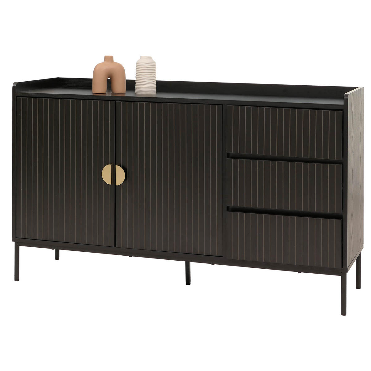 SIDEBOARD Čierna - čierna, drevo (130/80/42cm) - MCW