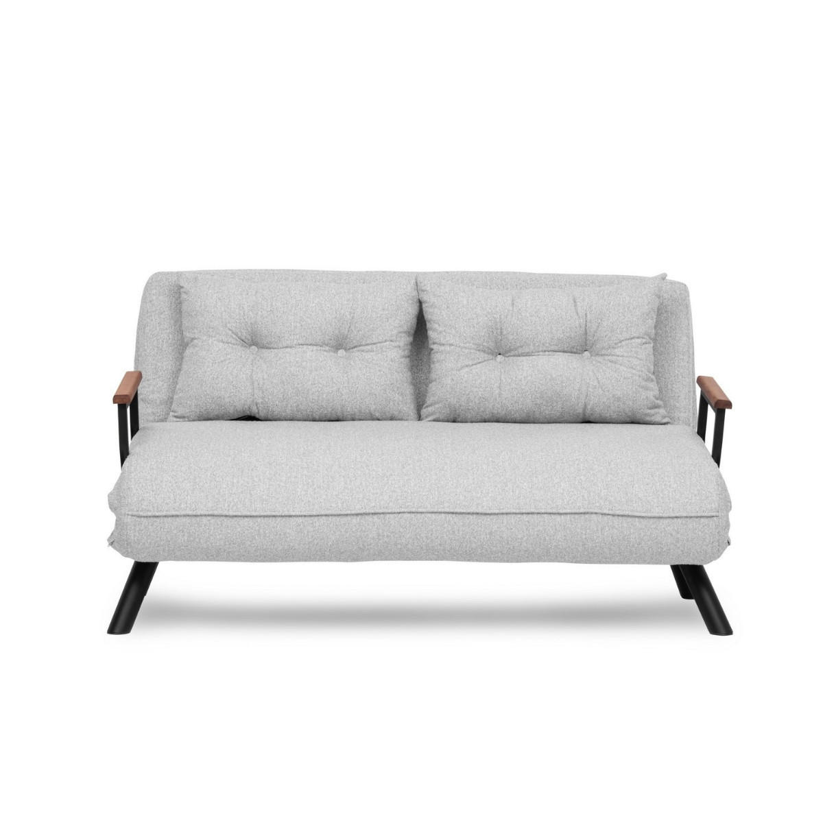 SCHLAFSOFA für 2 Personen mit Stoffbezug und Metallfüßen 133/50/41 cm - Hellgrau, Metall (50/41/121cm) - Calicosy