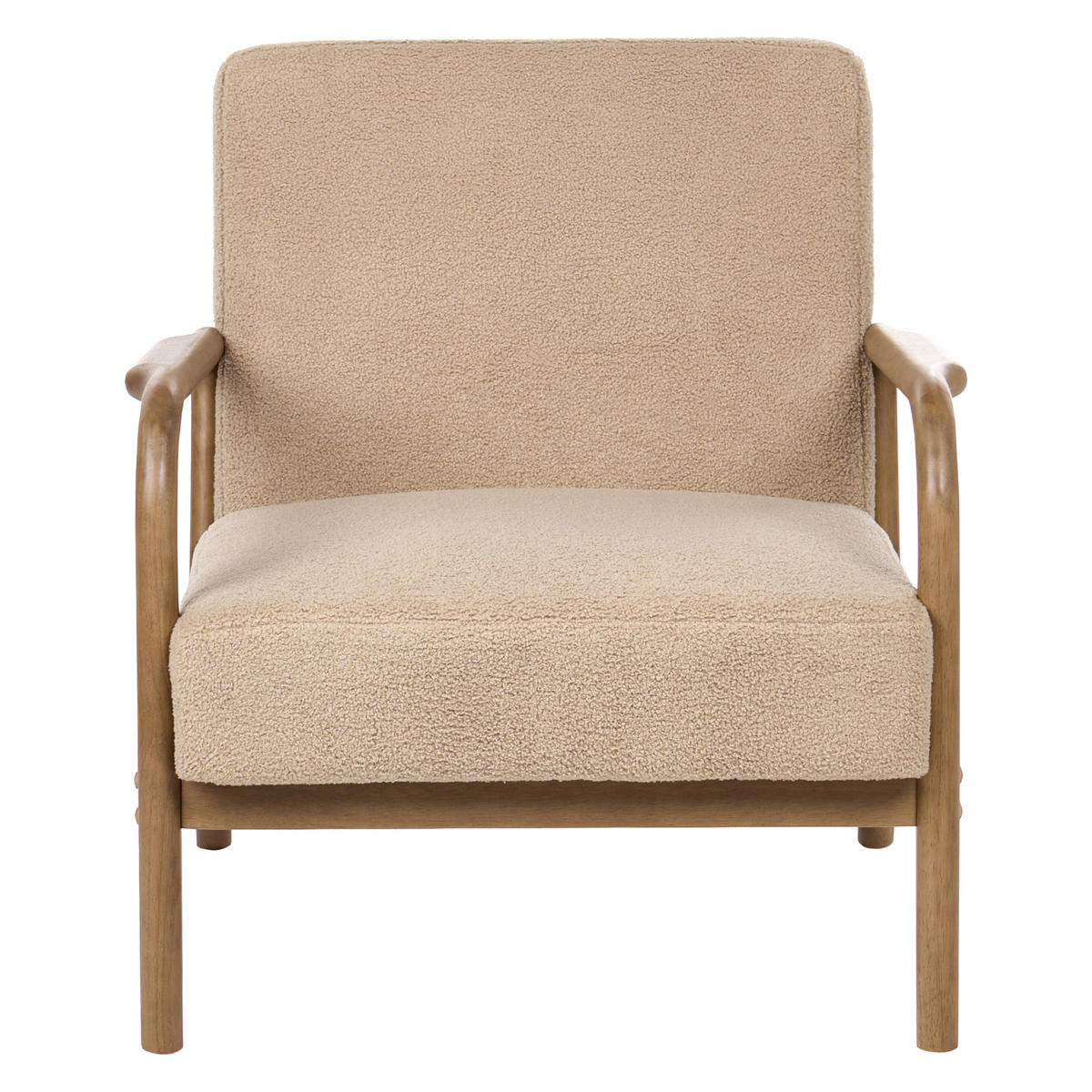SESSEL Bouclé Beige Sennels - Beige/Braun, Textil (71/76/78cm) - Beliani