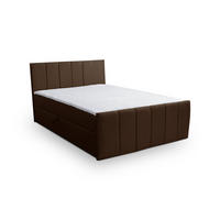 BOXBETT CLAUDINE mit 2 Bettkästen, 160x200, Farbe: Braun, Velourstoff, mit Bonell-Matratze inkl. Topper - Braun, Holz/Kunststoff (160/200cm) - VENASI MÖBEL