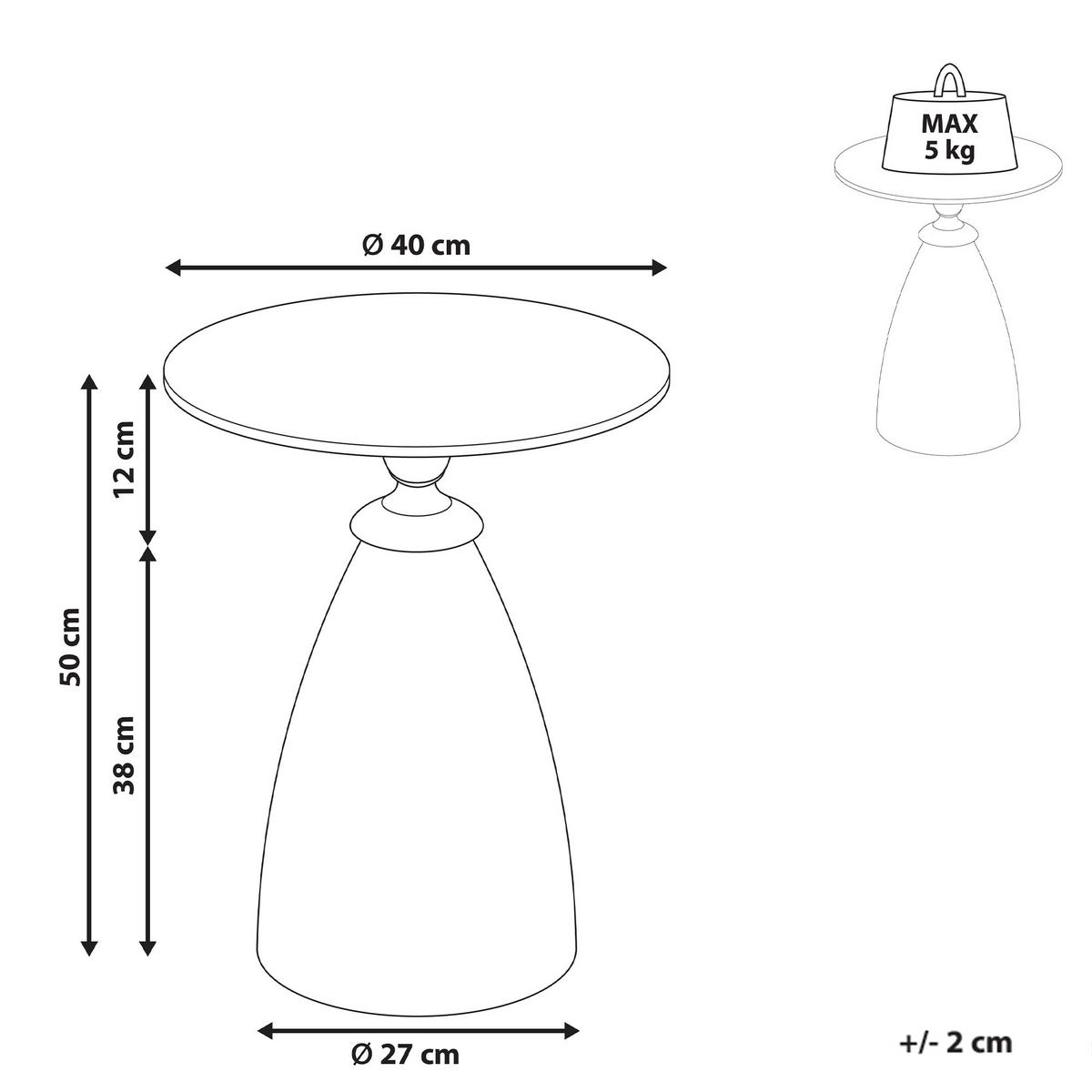 BEISTELLTISCH Sicherheitsglas Schwarzer Marmor Cady - Schwarz, Metall (40/40/50cm) - Beliani