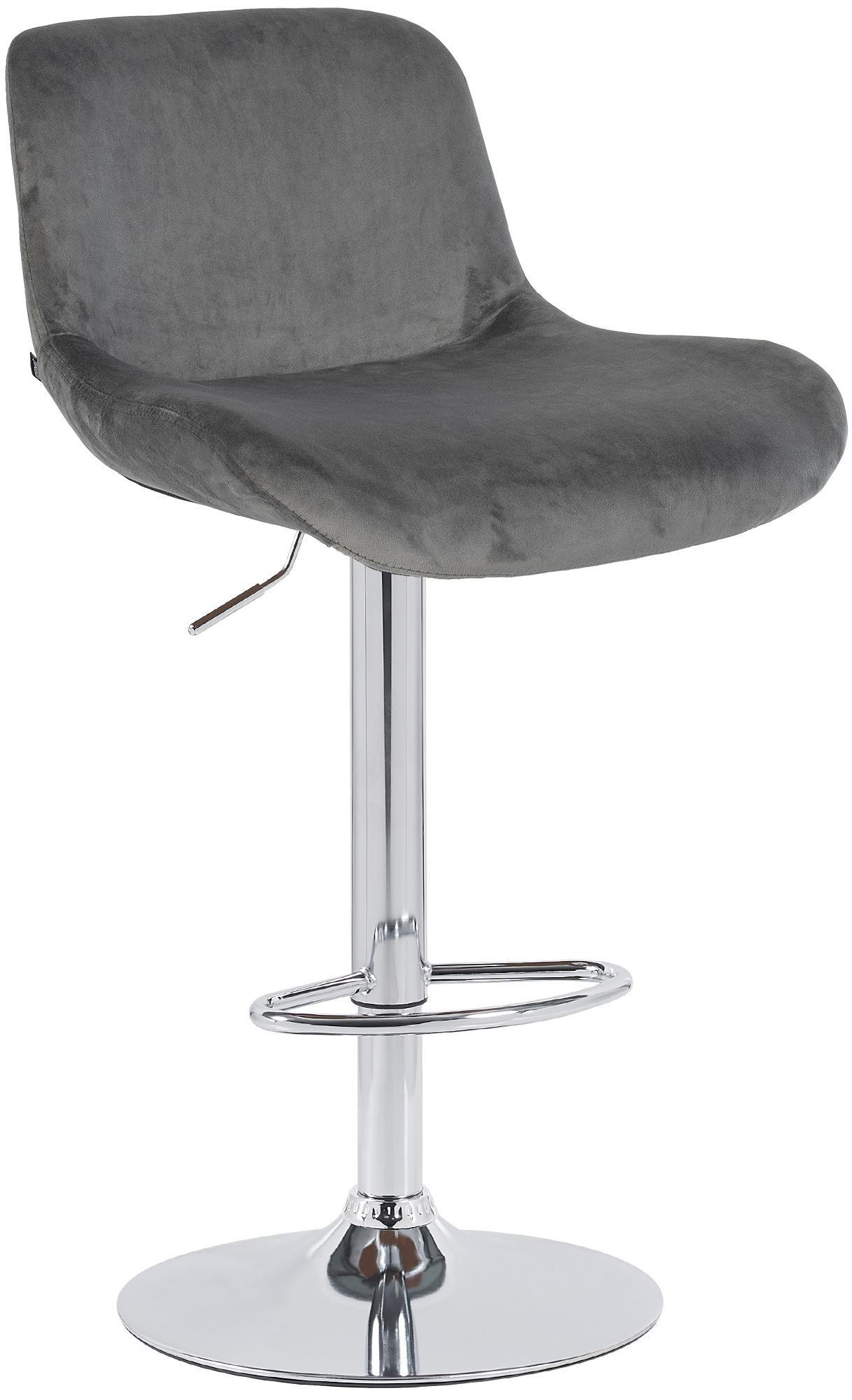 BARHOCKER Samt dunkelgrau - Chromfarben/Dunkelgrau, Textil/Metall (50/85/50cm) - CLP