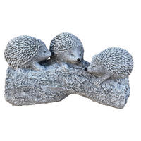 STEINFIGUR 3 Igel auf Baustamm frostfest Steinguss massiv - Grau, Stein (21/12/7cm) - stoneandstyle