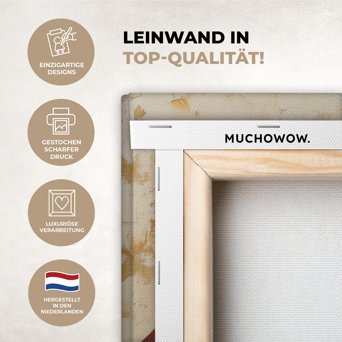 LEINWANDBILD Weihnachtsmann - Rentier - Weihnachten 40x30 cm - Rotbraun, Textil (40/30cm) - MuchoWow