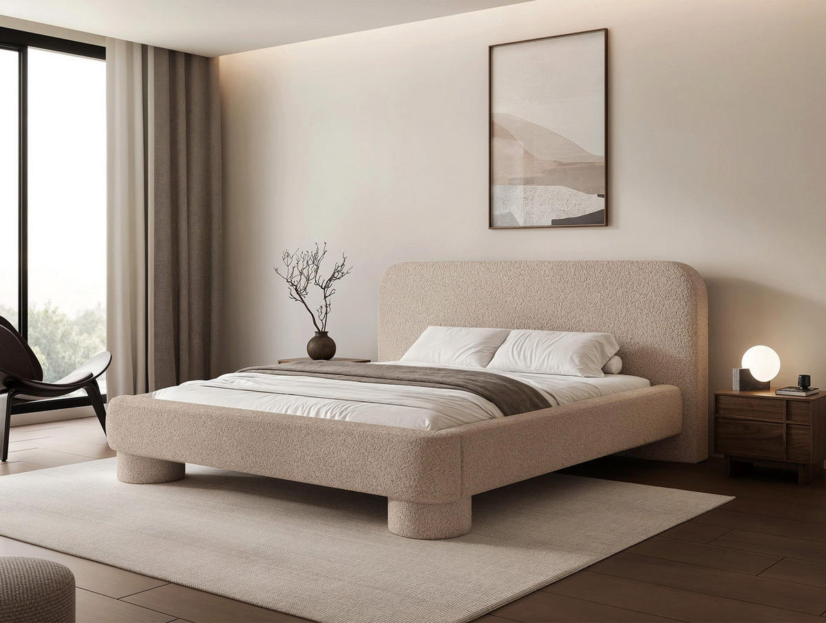 POLSTERBETT mit Bettkasten Fredo 140x200 cm - Beige, Holzwerkstoff/Textil (140/200cm) - Selsey