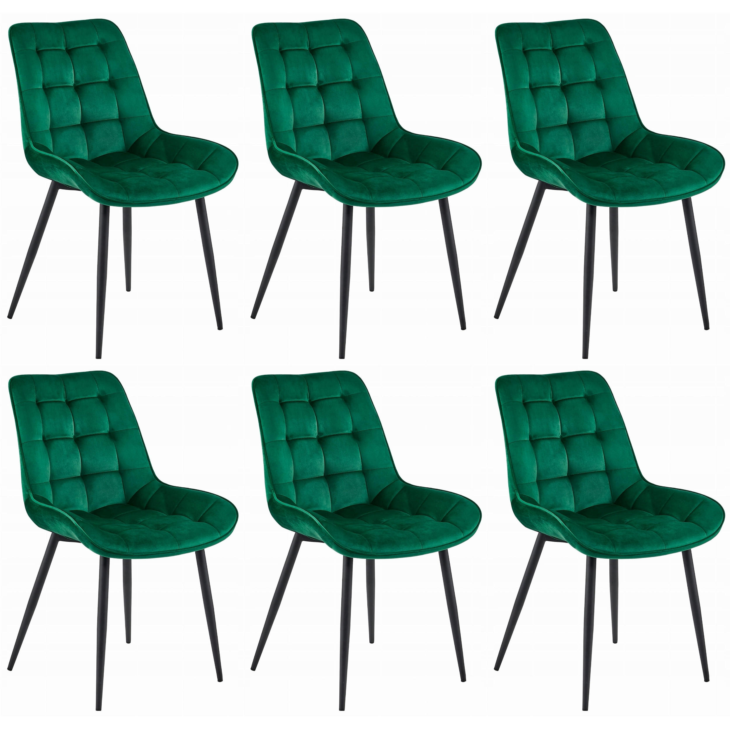 STUHL BARDI 6-er Set, Grün, Schwarz, mit Samtstoff gepolstert - Rosa, Textil/Metall (43/90/51cm) - Komodee