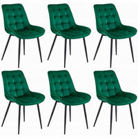 STUHL BARDI 6-er Set, Grün, Schwarz, mit Samtstoff gepolstert - Rosa, Textil/Metall (43/90/51cm) - Komodee