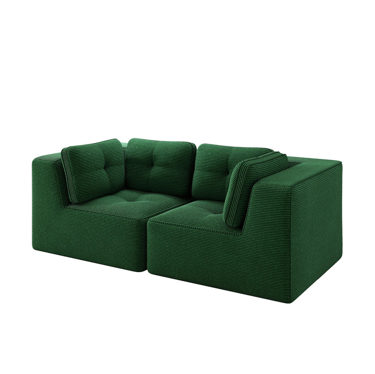 ECKSOFA 208/104/69 cm grün aus Cord mit modularem Design und weichem Sitzkomfort - Grün, Textil (104/208cm) - OKWISH