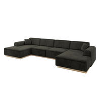 WOHNLANDSCHAFT IREA-U2 - 388x171x83 cm Schwarz - Schwarz, Holzwerkstoff/Textil (388/83/171cm) - ALTDECOR