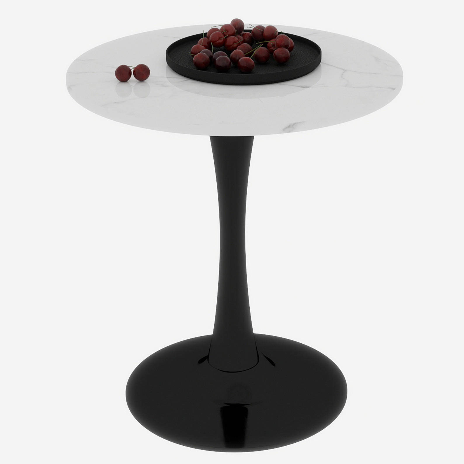 COUCHTISCH rund 70 cm schwarz/weiß aus Kunstmarmor mit minimalistischer Form - Weiß, Stein (70/70/72cm) - OKMYHOME