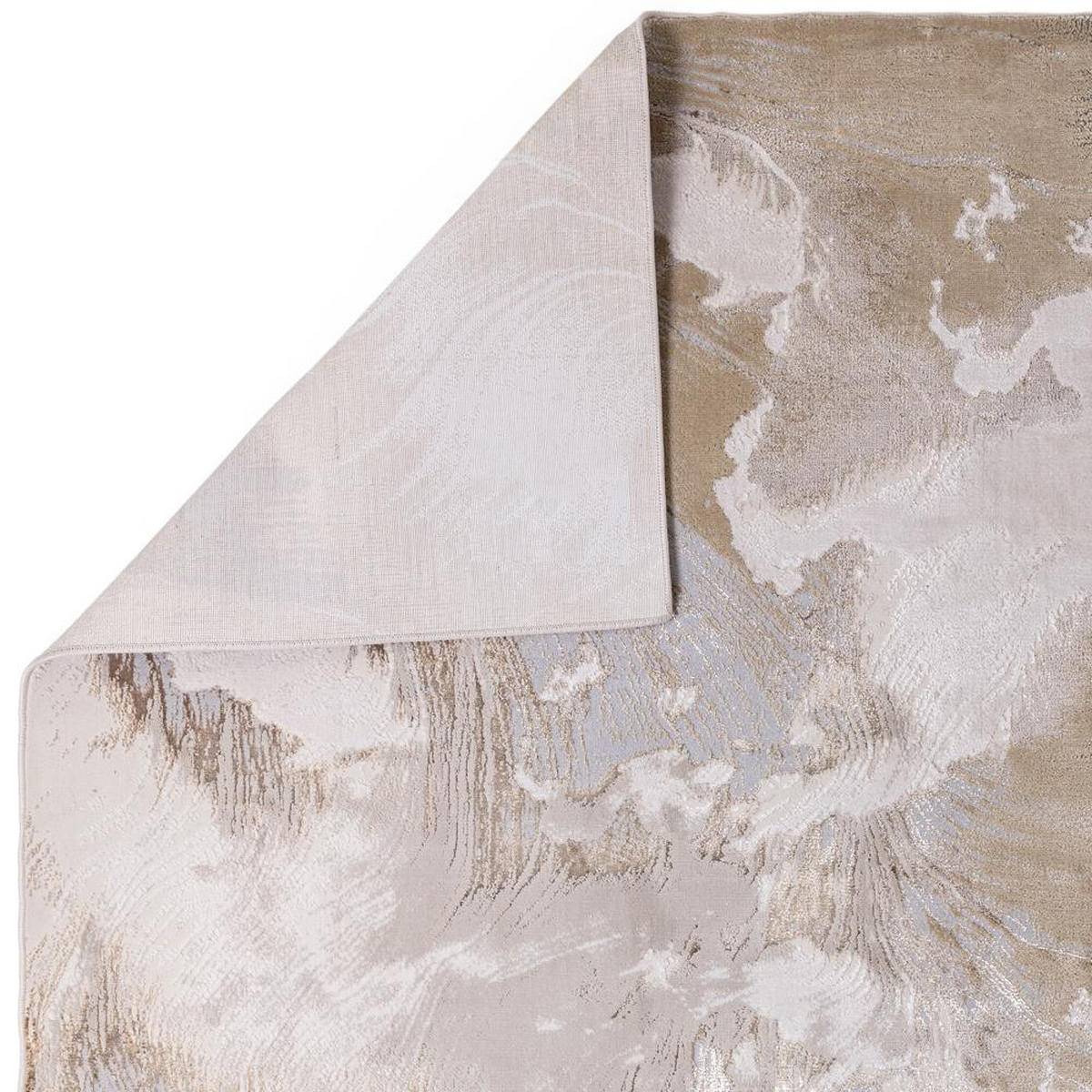 TEPPICH Hochglanz Marmoroptik Abstrakt Muster COMO-Nesso, Gold 120x170 cm - Goldfarben, Textil (120/170cm) - KADIMA DESIGN