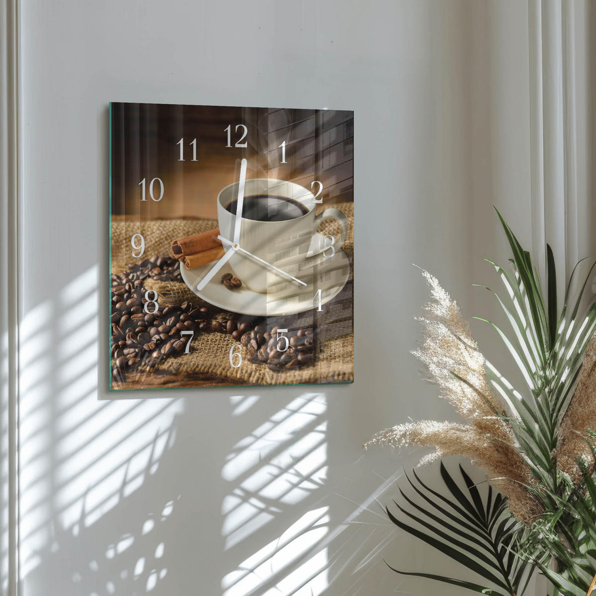WANDUHR 30x30 cm - Kaffee - Braun, Glas (30/30/0.4cm) - TULUP