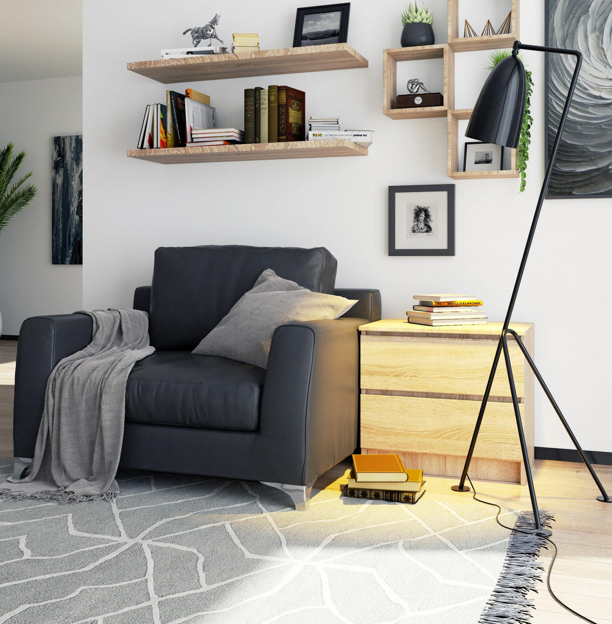 KOMMODE K60, Weiß, 60x40x77 cm - Sonoma Eiche, Holz (60/55/40cm) - Milordbikes