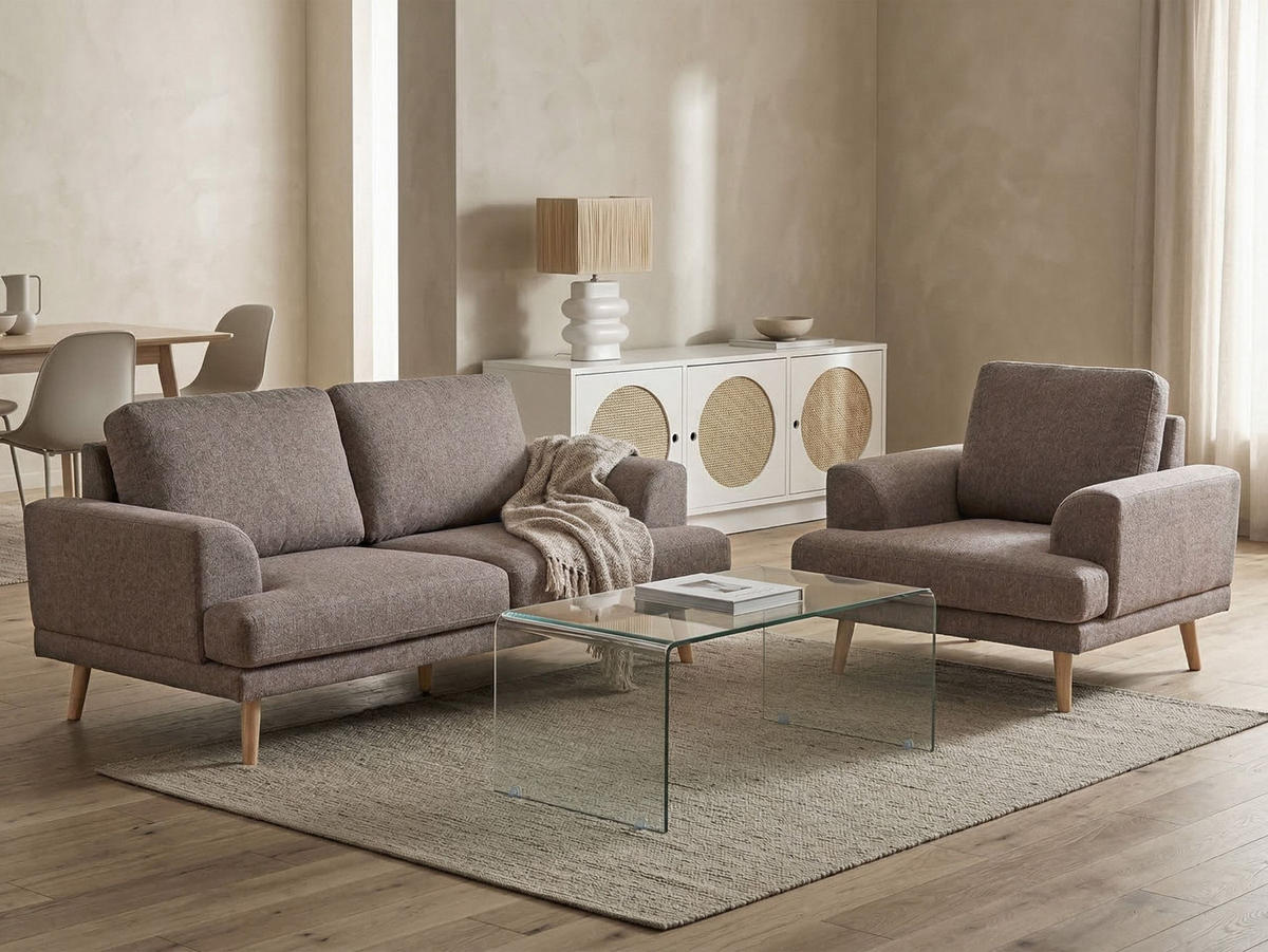 SOFA-SET 4-Sitzer Stoff Braun Kildal - Braun, Textil (280/90/96cm) - Beliani