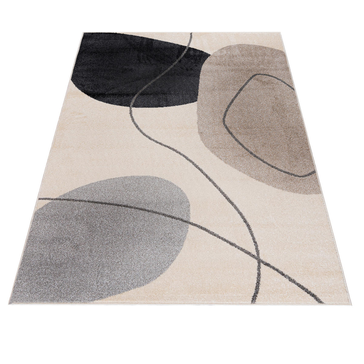TEPPICH Beige Geometrisch In-Outdoor Pflanzlich Kurzflor Rechteckig 160 x 230 cm - Taupe/Beige, Textil (160/230cm) - Mazovia