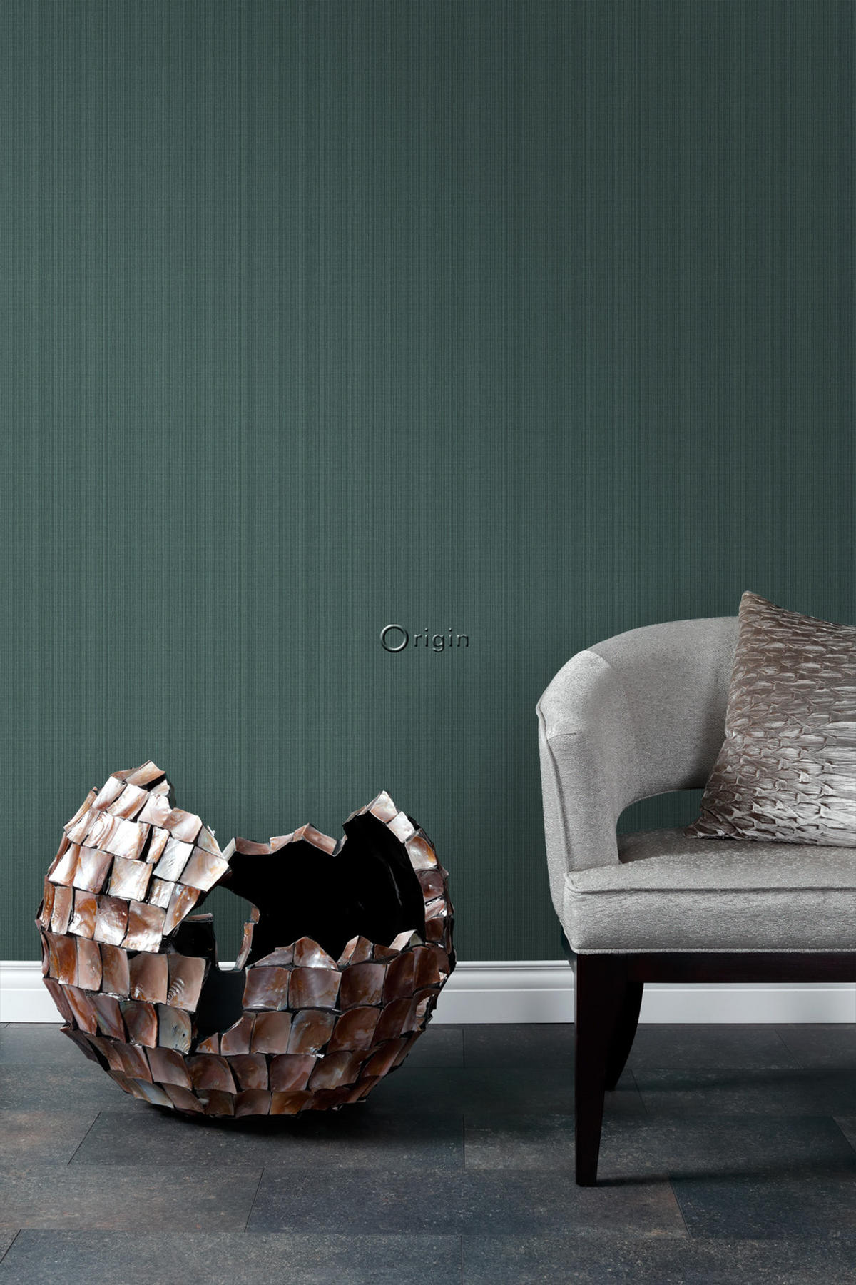 TAPETE Gewebeoptik 53 cm x 10.05 m - Blau, Papier (53/1000cm) - Origin Wallcoverings