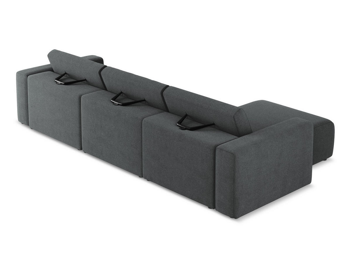 ECKSOFA Links Strukturstoff Stoff Grau - Schwarz/Grau, Kunststoff/Textil (167/314cm) - Makamii