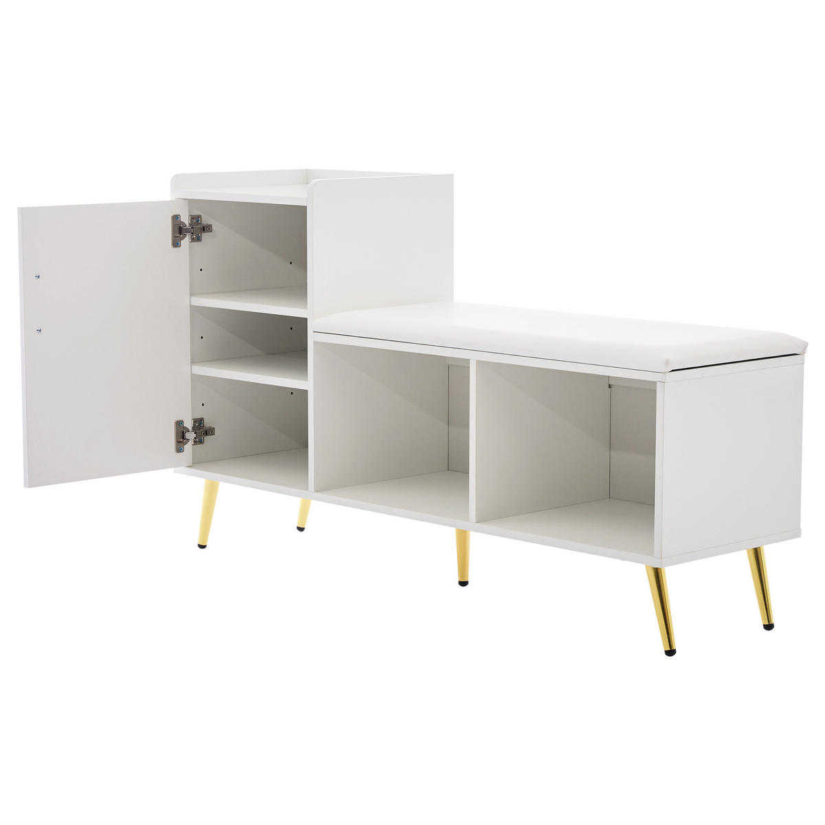 SCHUHSCHRANK 120/35/71,5 cm weiß aus Spanplatte mit Sitzbank - Weiß, Holzwerkstoff (120/71.5/35cm) - OKWISH