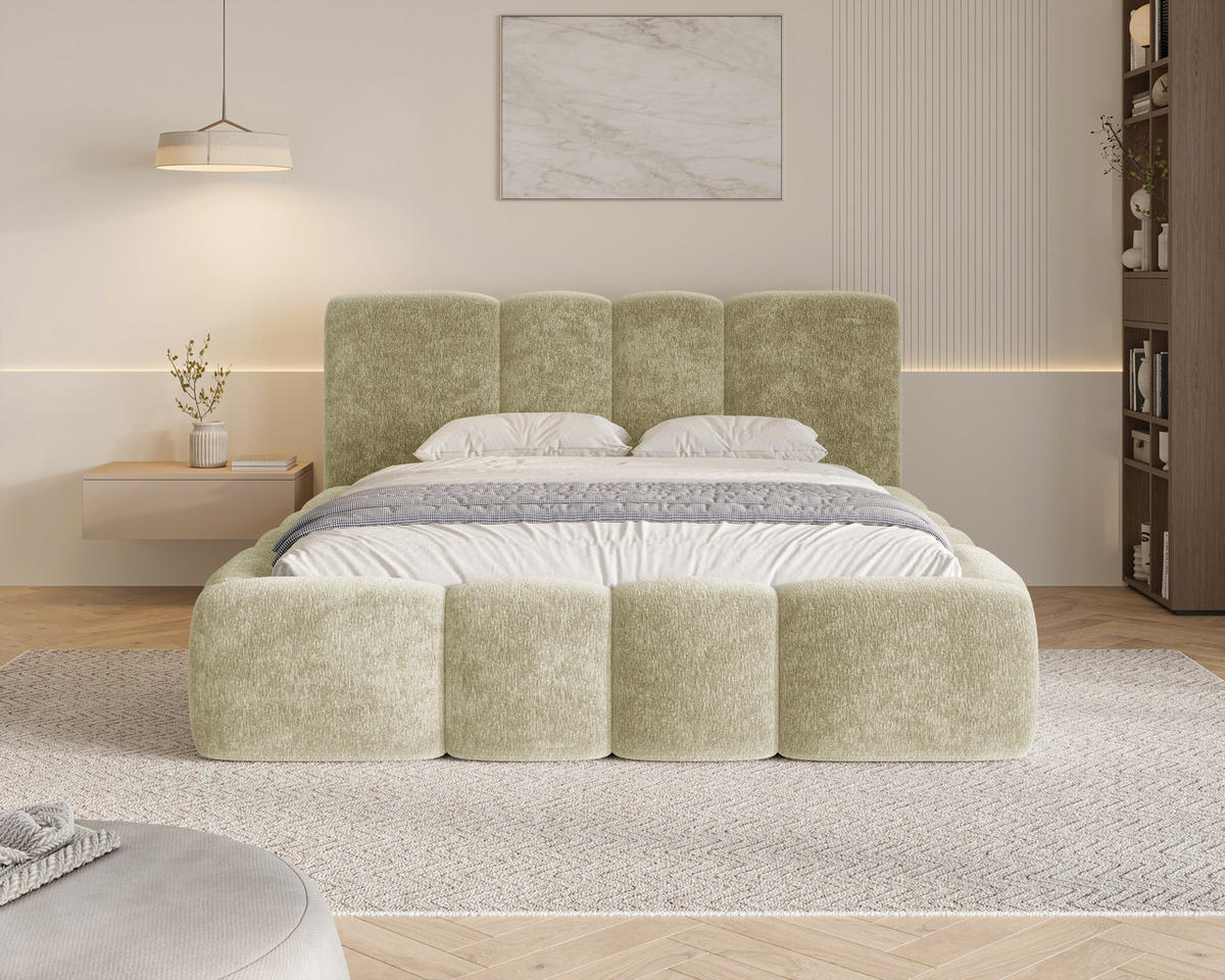 POLSTERBETT 26 - 180x200 cm – Amari – Bett mit Bettkasten und Gepolstertem Kopfteil - Olivgrün, Holz (180/200cm) - ROYAL24_MARKT
