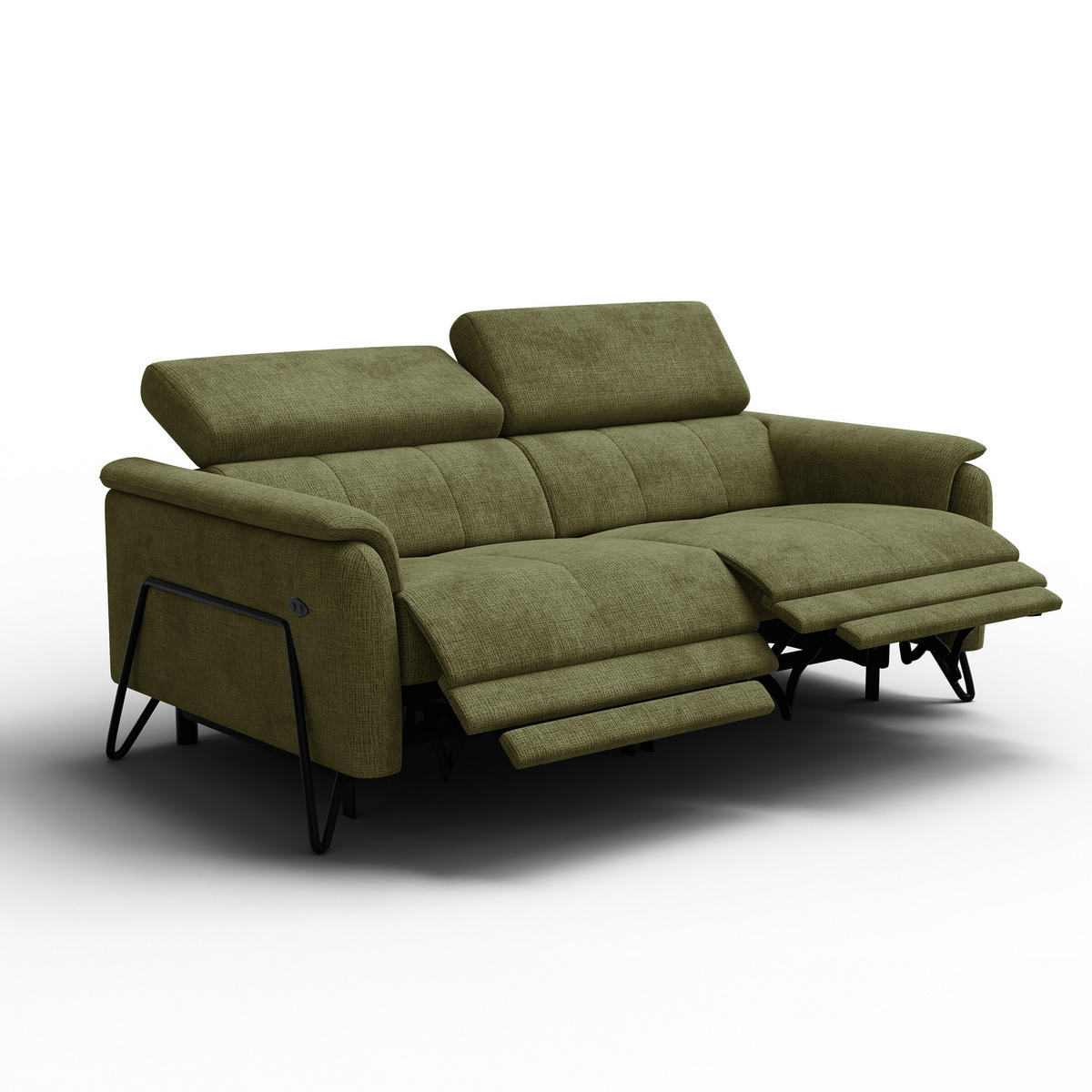 RELAXSOFA RODEN 3-Sitzer, olive - Olivgrün, Holz/Textil (194/82/103cm) - Courtois Laville