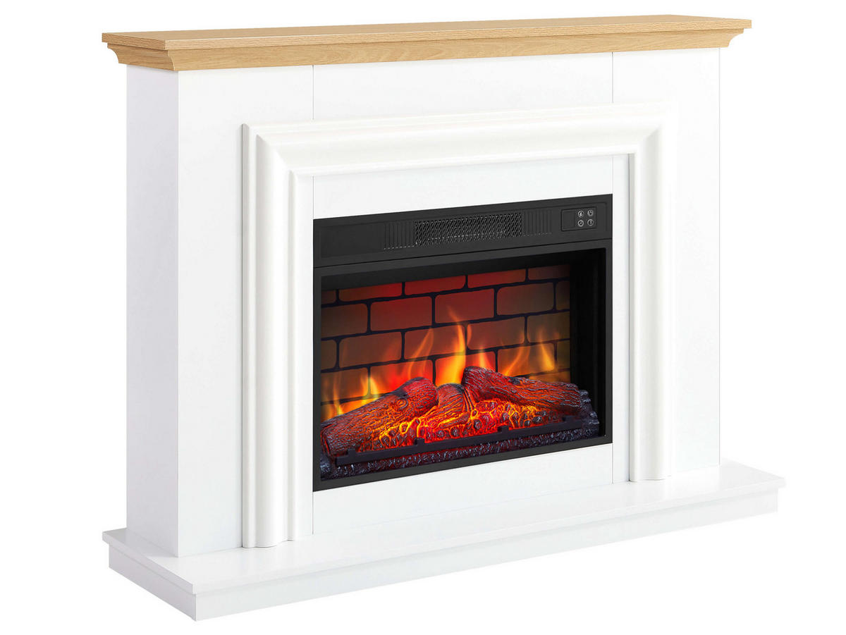 ELEKTROKAMIN Marbelya AF23BS Weiß – Breite 96 cm, 3D-Flammeneffekt, LED-Beleuchtung, Heizfunktion - Weiß, Glas/Holzwerkstoff (114/87.3/33cm) - ArtiFlame