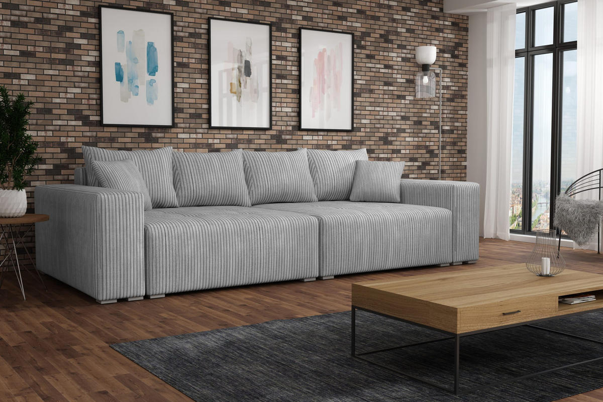 SCHLAFSOFA Couch Elstra Hellgrau - Hellgrau, Textil (300/97/140cm) - Fedve