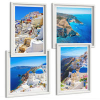BILDER SET 4er Set - 50x50 cm & 40x60 cm Weißer Rahmen - Architekturlandschaft Oia Santorin Griechenland - Weiß, Kunststoff (50/50cm) - TULUP