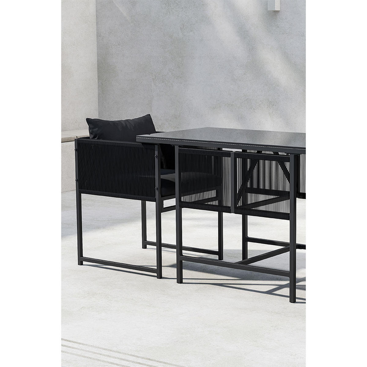 GARTENSET, Noto, Tisch Schwarz, Stahl, 61 x 120 x 73 cm, 3-teilig - Schwarz, Metall - ebuy24