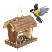 VOGELFUTTERHAUS - Braun, Holz (13.5/18/19.5cm) - Relaxdays