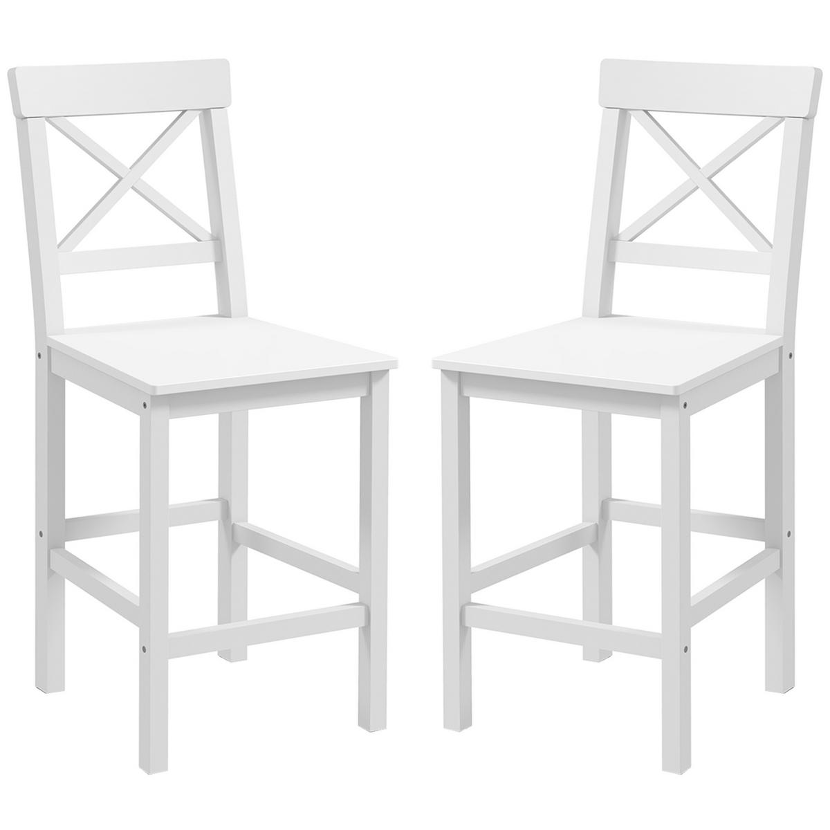 BARHOCKER 2er-Set DE-14738 Landhausstil mit Fußstütze Weiß - Weiß, Holzwerkstoff (46/97.5/41cm) - ComfortXL