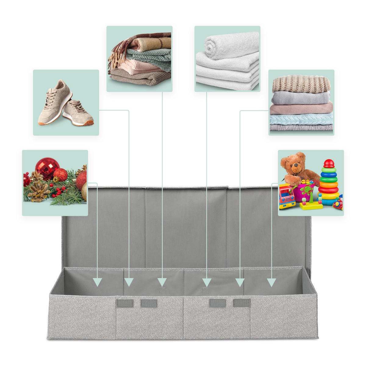 2XPODPOSTELOVÝ box - sivá, plast/vlnitá lepenka - Relaxdays