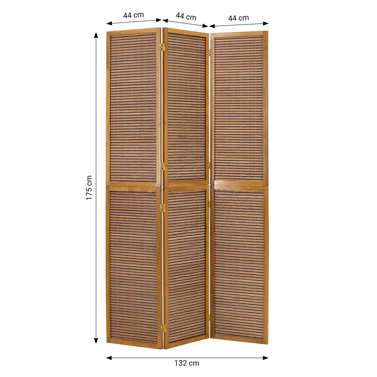 PARAVENT 3-tlg. 132/175 cm Braun Bambuslamellen - Braun, Holz (132/175/2cm) - Homestyle4u