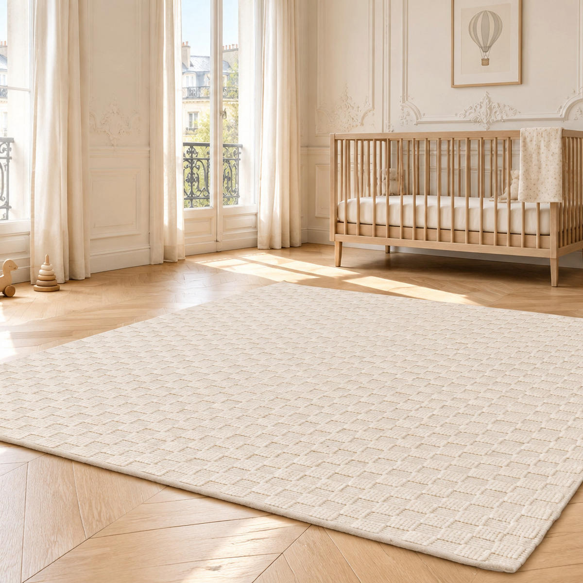 TEPPICH handgefertigt Baumwolle Wolle beige - Beige, Naturmaterialien (120/170cm) - AFK Living