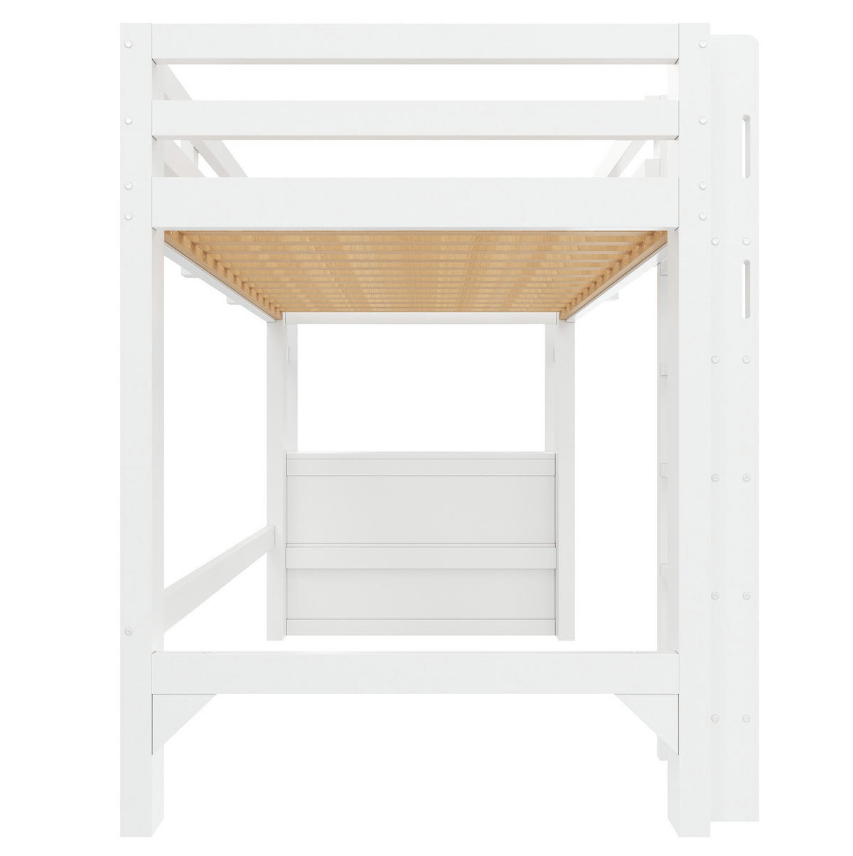 HOCHBETT 90x200 cm in Weiß mit 6 Schubladen, Regalen und LED-Beleuchtung - Weiß, Holz (90/200cm) - IVMEU