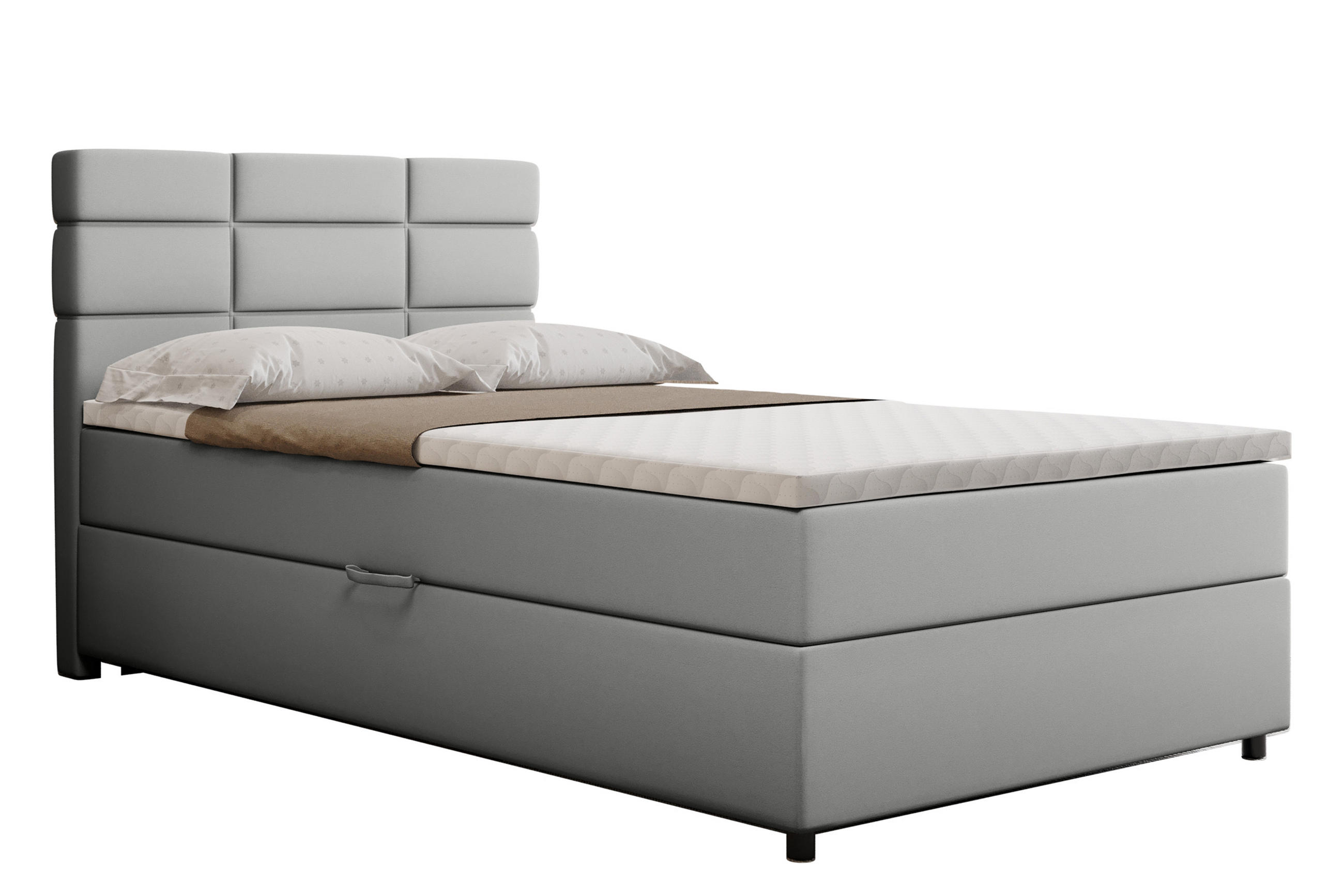 BOXBETT Reve 120 x 200 cm mit Bettkasten und Lattenrost ohne matratze - hellgrau - Hellgrau, Holz (120/200cm) - Homesy