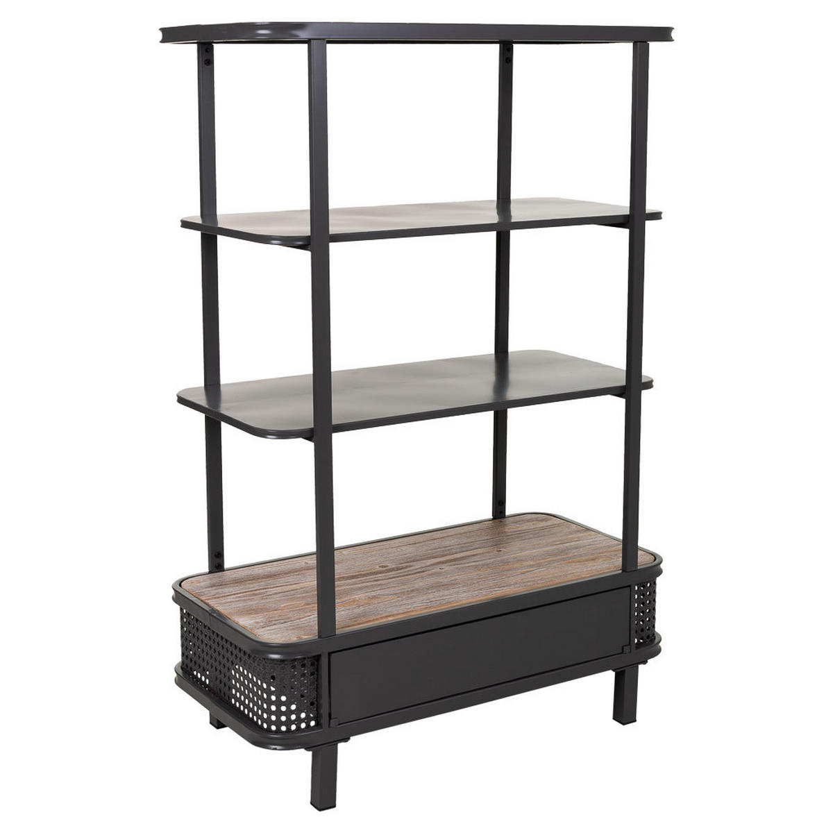 REGAL aus Metall und Holz, Grau, 80x40x121 - Grau, Metall (80/121/40cm) - Wanderlust