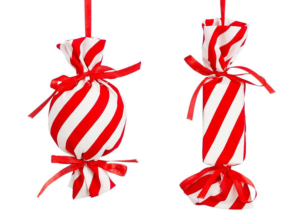 WEIHNACHTSBONBONS 2er-Set rot-weiß 13 cm - Rot/Weiß, Kunststoff (5/13/5cm) - LAALU