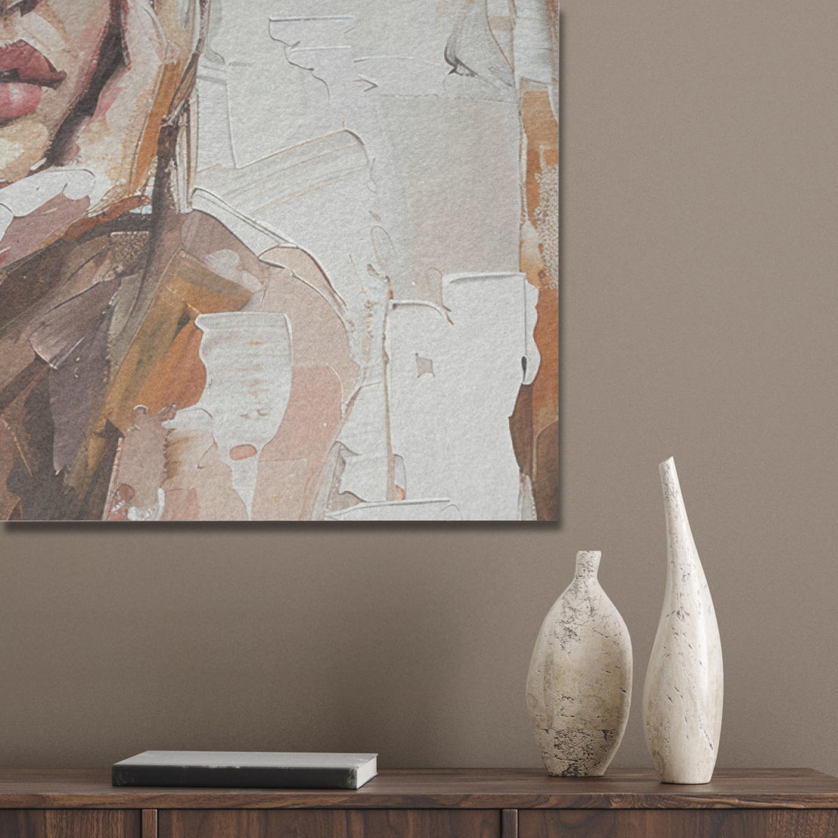 AKUSTIKPANEEL Frau - Porträt - Modern 100x70 cm - Altrosa, Textil (100/0.9/70cm) - MuchoWow